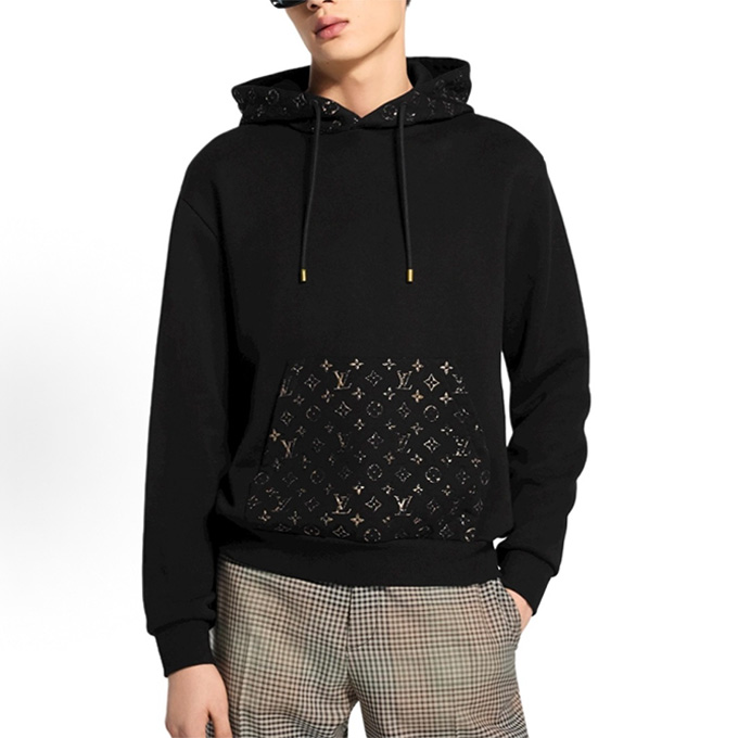 lv monogram print hooded sweatshirt